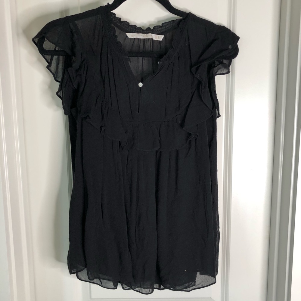 Zara black ruffle blouse